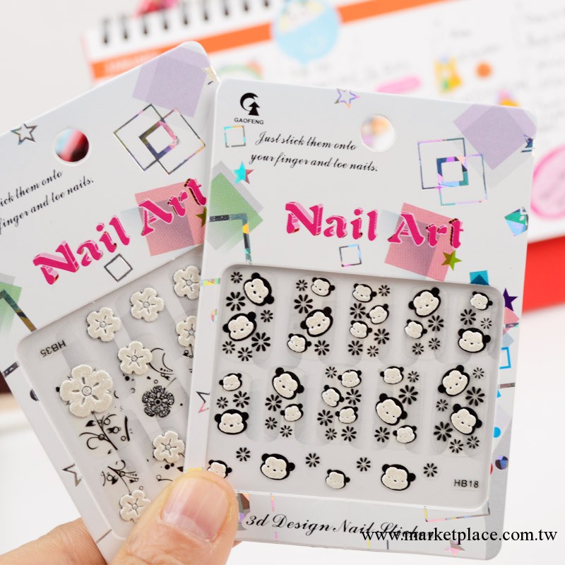 批發閃樂3D指甲貼花 法國DIY指甲貼紙 HB系列黑白配指甲貼工廠,批發,進口,代購