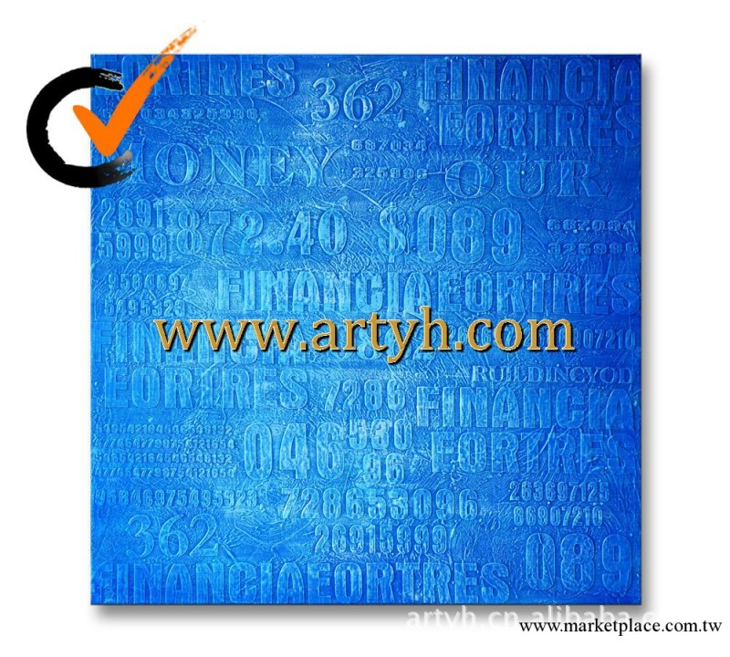 廠傢提供批發定制藍多色彩字母數字底紋裝飾油畫批發・進口・工廠・代買・代購