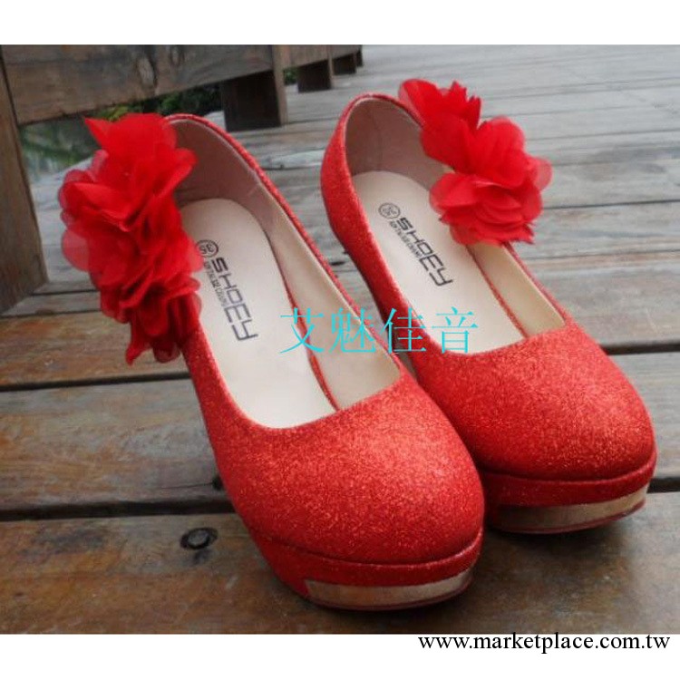 2012結婚鞋子 防水臺高跟新娘鞋紅色婚鞋女單鞋子工廠,批發,進口,代購