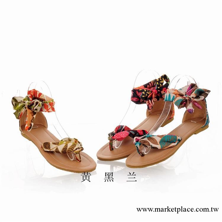 2013夏季新款女鞋 韓版舒適夾腳平跟涼鞋撞色淑女OL大碼平底鞋子工廠,批發,進口,代購