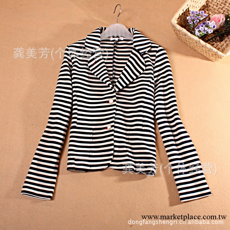 2013春秋女裝批發 日本原單 韓版條紋長袖修身小西服工廠,批發,進口,代購