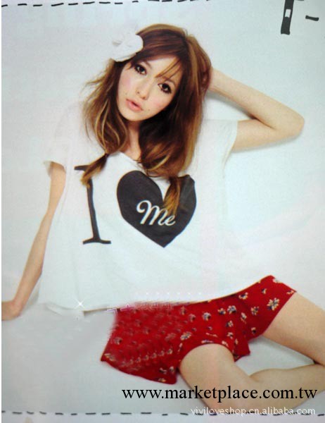 日本原單vivi5月雜志新款lena同款dazzlin字母愛心可愛T恤批發・進口・工廠・代買・代購