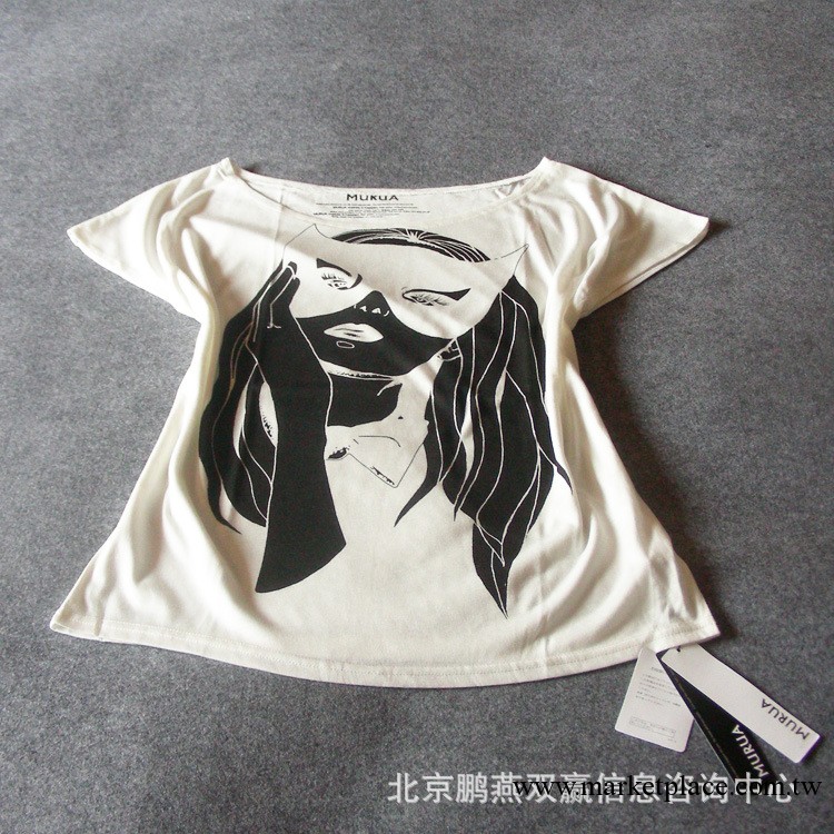 僅7件 日本原單夏MURUA莫代爾棉蒙面女郎印花T恤 有吊牌批發・進口・工廠・代買・代購