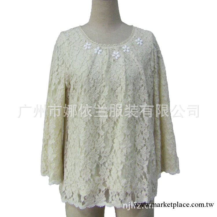 2013 日本原單 外貿服裝 中高檔女時裝 蕾絲花邊上衣 手工釘珠t恤工廠,批發,進口,代購