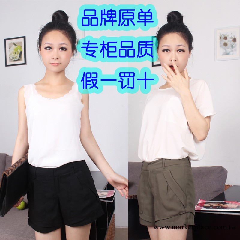 品牌原單 夏裝韓版新款大碼女裝女褲 寬松百搭淑女雙層雪紡短褲子工廠,批發,進口,代購