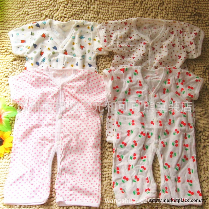 嬰幼兒男女寶寶童裝批發 短袖開檔連體衣爬服 適合初生兒夏季全棉工廠,批發,進口,代購