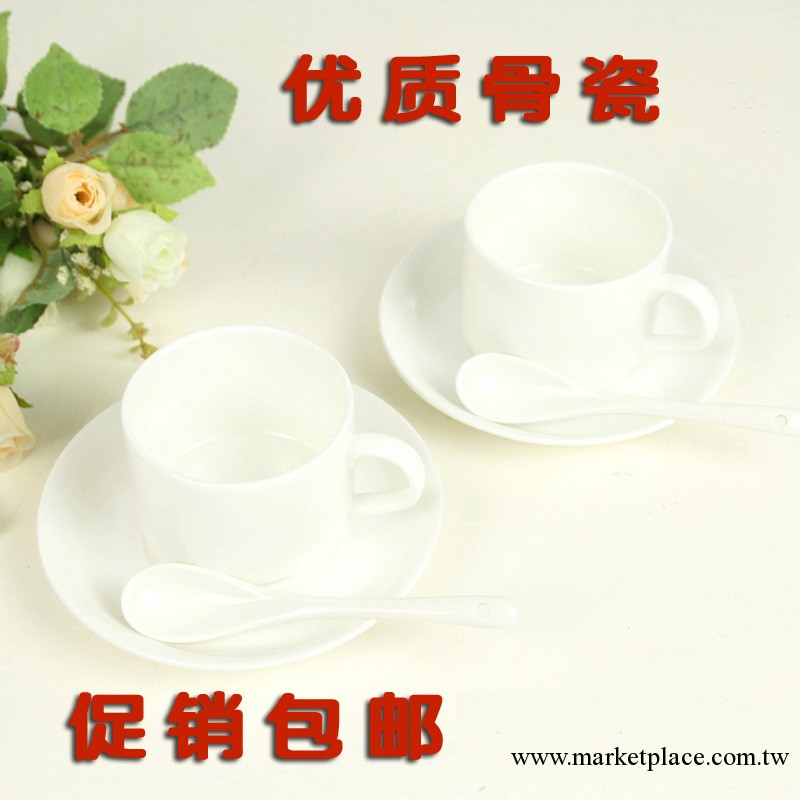 陶瓷純白經典咖啡杯套裝 杯具創意帶勺帶碟 白色杯子加LOGO禮品工廠,批發,進口,代購