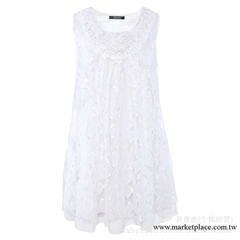 2013 夏季韓國原單外貿新款蕾絲拼接雪紡可愛無袖連衣裙 新款工廠,批發,進口,代購