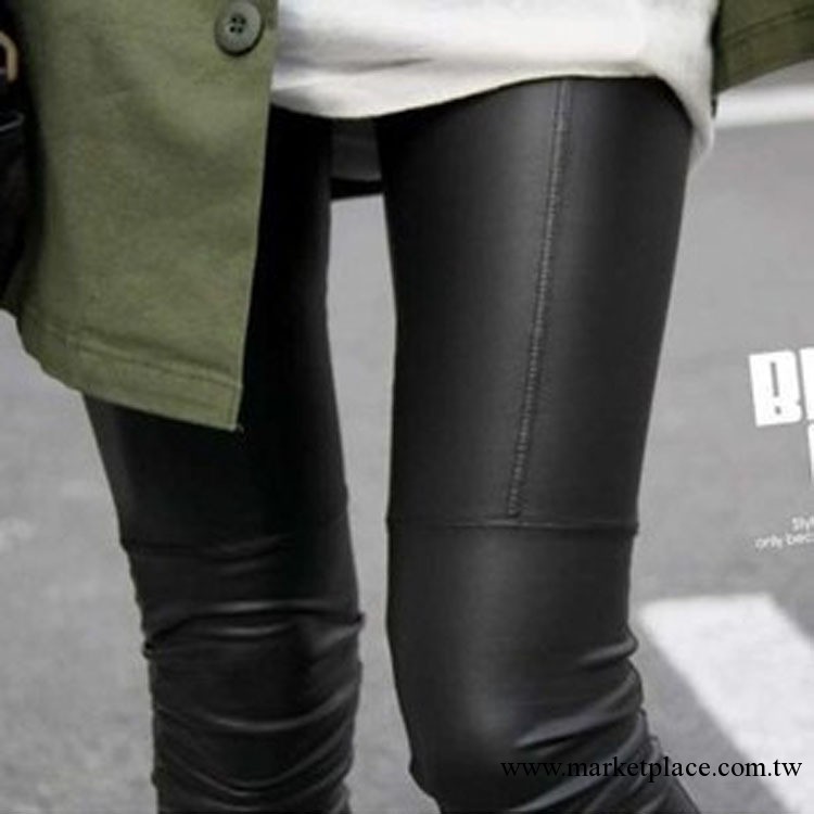 一件代發2013春秋性感很顯瘦修腿全皮拼接打底褲 薄款 韓國原單工廠,批發,進口,代購
