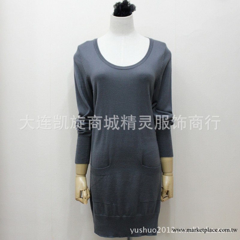 【韓國精靈】批發F 21外貿出口原單收身顯瘦圓領女式長款針織衫工廠,批發,進口,代購