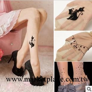 廠傢直銷】Catgirli韓國原單女士包芯絲超薄小貓紋身絲襪連褲襪子批發・進口・工廠・代買・代購