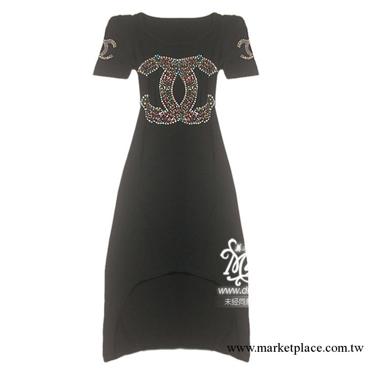 2013夏季新品 韓國原單進口中東A鉆小香風聳肩高檔面料連衣裙批發工廠,批發,進口,代購
