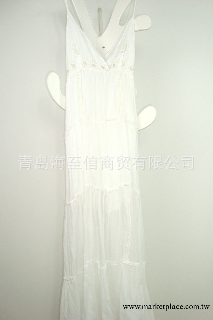 2013韓國外貿原單新款棉麻刺繡裡襯休閑吊帶長款連衣裙工廠,批發,進口,代購