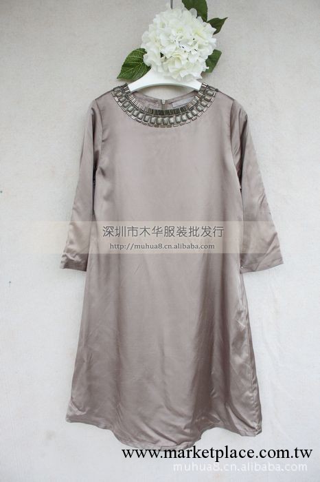 韓國原單 手工訂珠 中袖 金屬感 夏 連衣裙 批發工廠,批發,進口,代購