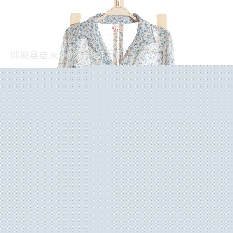 庫存尾貨女裝批發外貿秋裝新款原單出口韓國碎花可挽袖襯衫襯衣工廠,批發,進口,代購