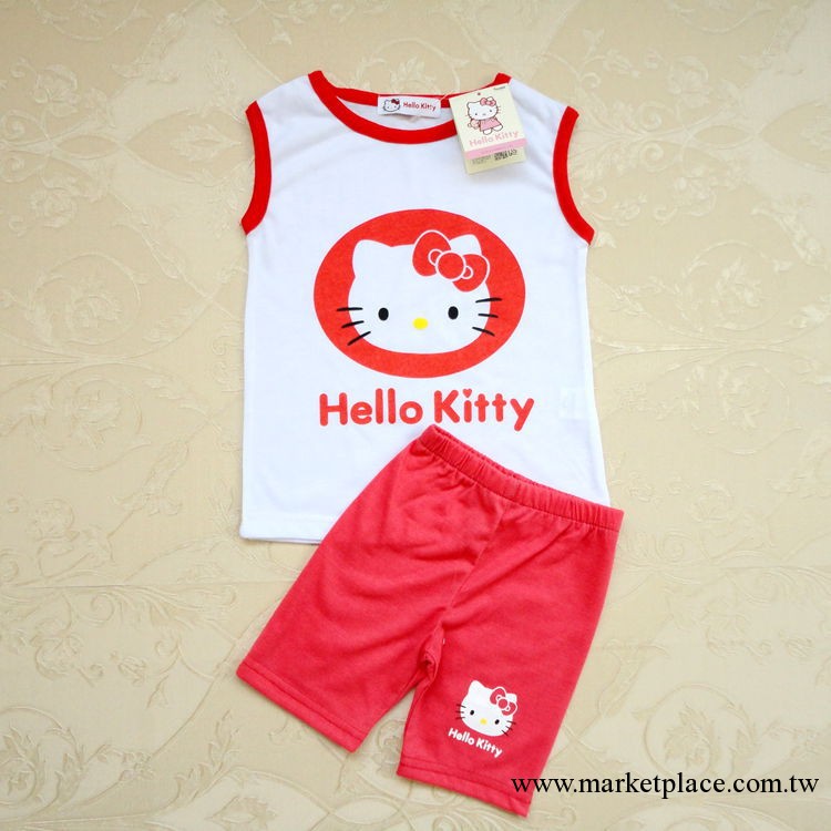 原單韓版 2013新款 kitty 童裝可愛小貓圖案無袖套裝工廠,批發,進口,代購