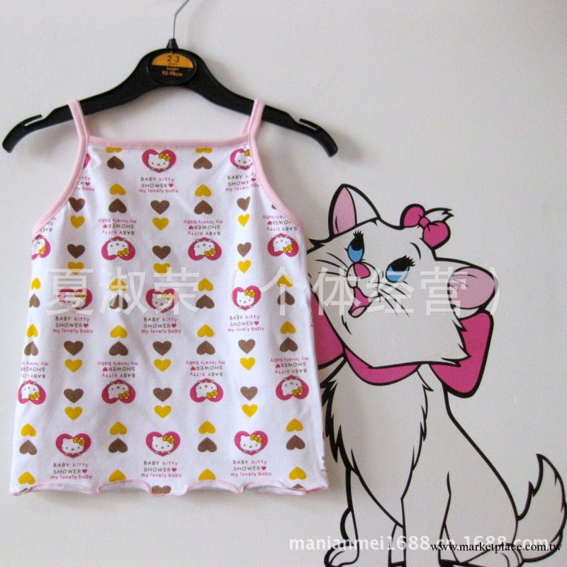 庫存童裝 女童夏季 100%棉 hello kitty圖案 背心/吊帶衫（3色）工廠,批發,進口,代購