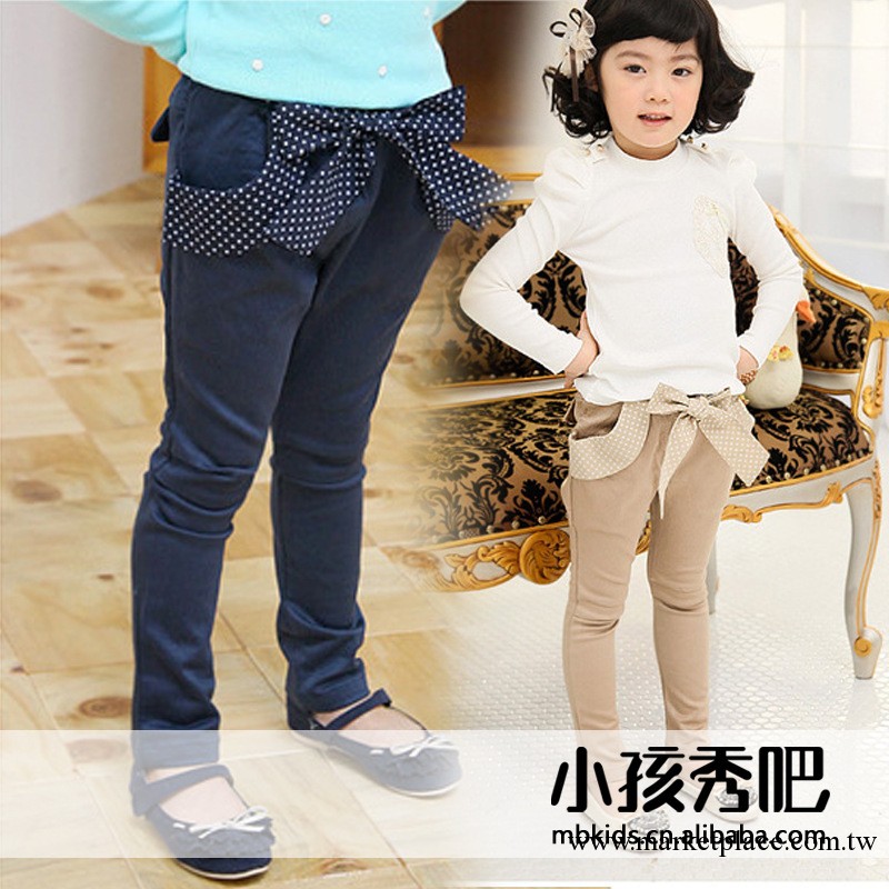 【名邦】2013秋季外貿童裝 韓版蝴蝶結女童長褲 童褲批發 QK-1005工廠,批發,進口,代購