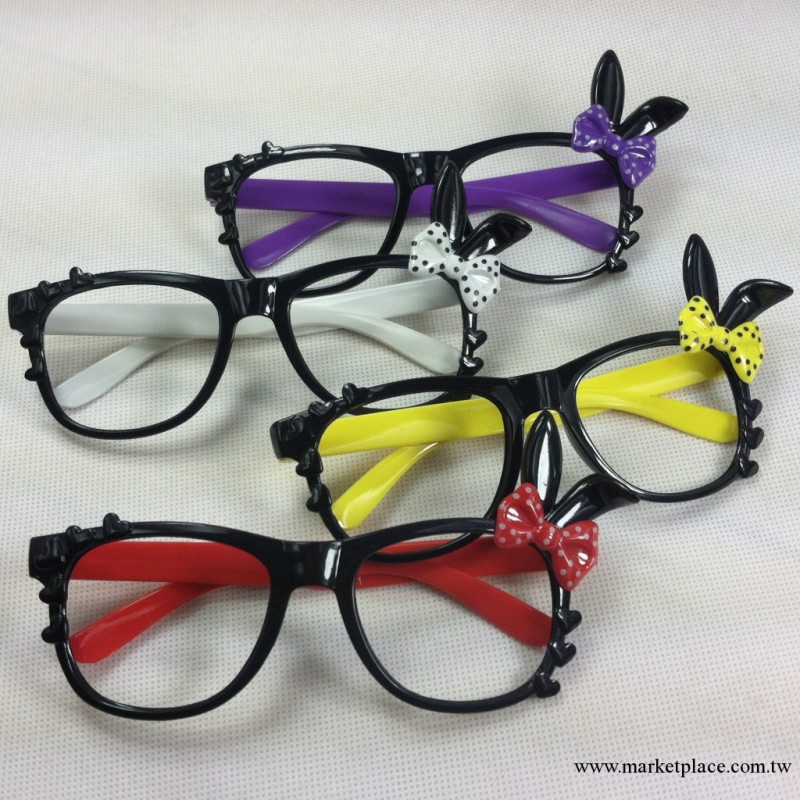 Hello Kitty兔子眼鏡框 潮女款非主流眼鏡架可愛貓咪蝴蝶結眼鏡工廠,批發,進口,代購