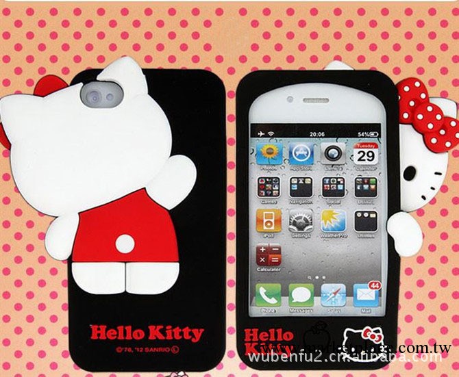 躲貓貓 hello Kitty貓 iphone4 4S外殼 矽膠套 KT 帶衣服 側貓工廠,批發,進口,代購