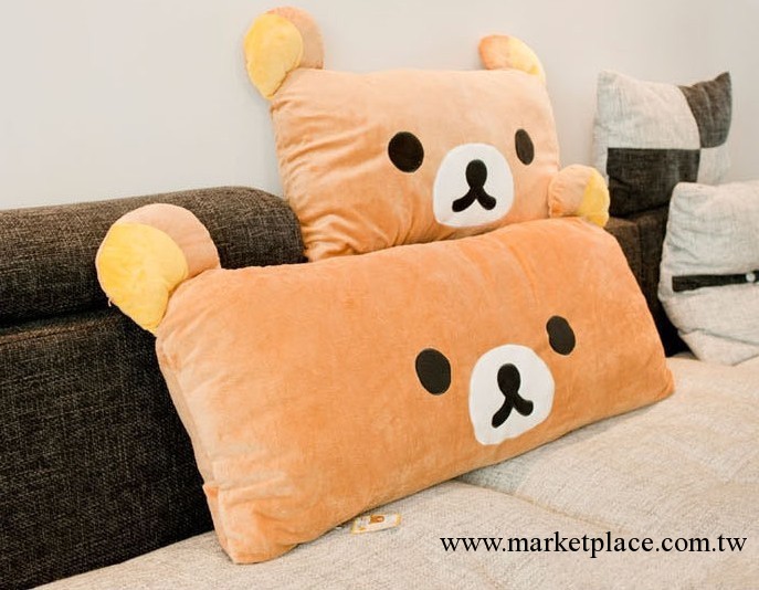 日本輕松熊Rilakkuma超大沙發靠墊雙人枕靠枕輕松熊長條枕抱枕工廠,批發,進口,代購