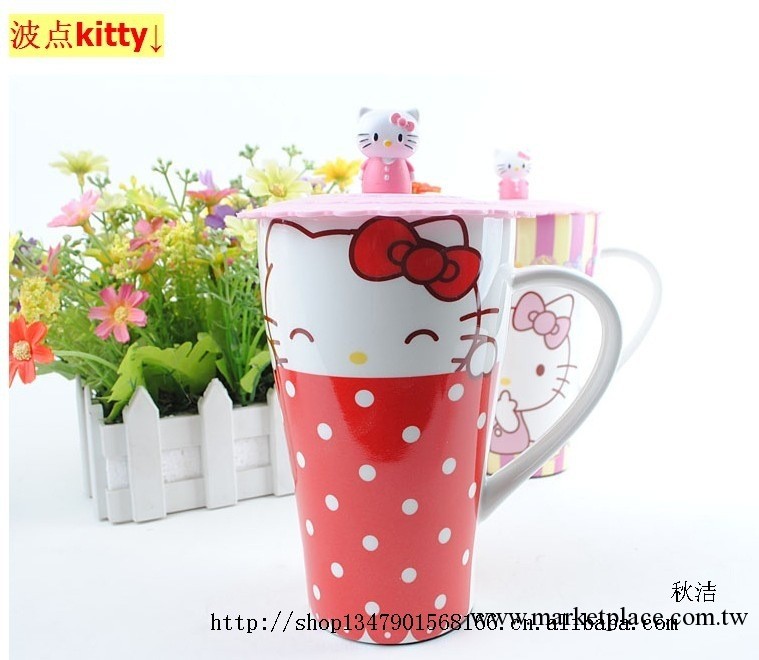 新款創意凱蒂貓hello kitty超大印陶瓷杯 時尚馬克杯 水杯工廠,批發,進口,代購