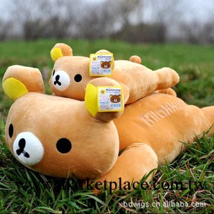 SAN-X rilakkuma 輕松小熊毛絨玩具公仔 趴趴休閑熊 靠墊/抱枕工廠,批發,進口,代購