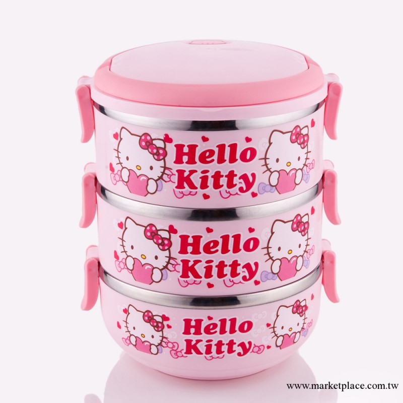 保溫餐盒 批發 Hello Kitty不銹鋼保溫飯盒 兒童餐具 便當盒工廠,批發,進口,代購