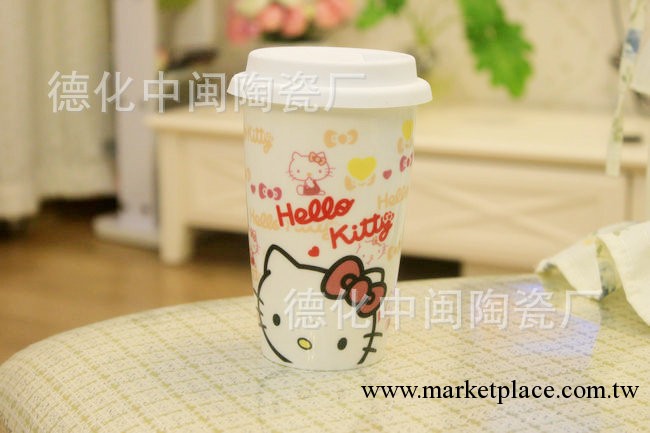 批發hello kitty早餐杯陶瓷雙層隔熱杯/奶茶杯/創意個性水杯工廠,批發,進口,代購