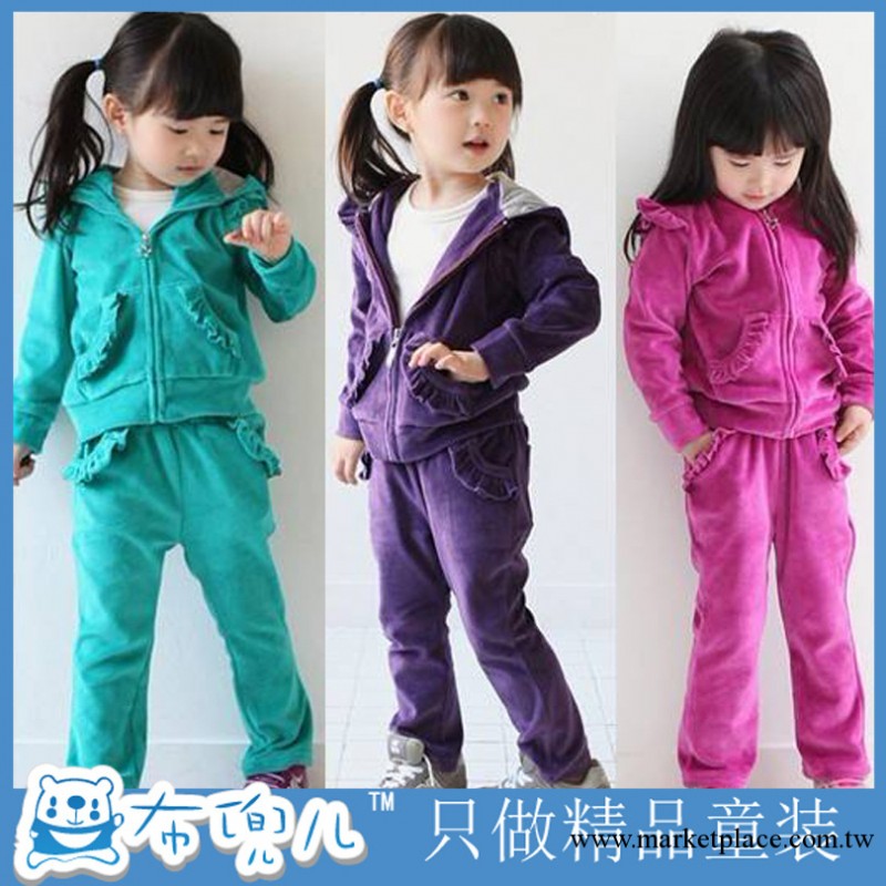 【夥拼】佈兜兒童裝天鵝絨韓版女童套裝 淘寶熱賣工廠,批發,進口,代購