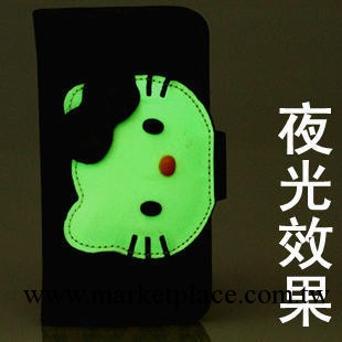 hello kitty 蘋果iphone4/4s/5豹紋貓夜光皮套 保護套潮牌手機套工廠,批發,進口,代購