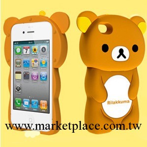 立體Rilakkuma輕松熊 iphone5手機殼 蘋果4輕松熊矽膠套工廠,批發,進口,代購