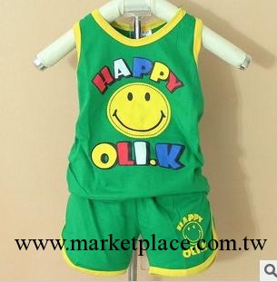 2013年時尚卡通可愛HAPPY笑臉 小童背心套裝童裝批發工廠,批發,進口,代購