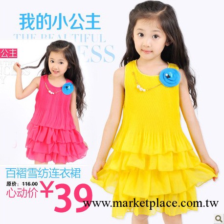 【一件代發】童裝女童雪紡連衣裙背心裙兒童蓬蓬裙大碼可挑碼批發工廠,批發,進口,代購