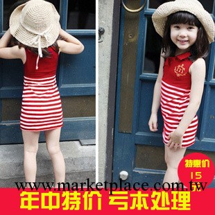 茜茜倪諾 童裝女童2013夏季新款韓版海軍條紋款吊帶裙背心裙特價工廠,批發,進口,代購
