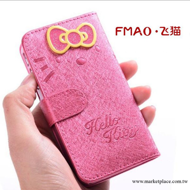 卡通hello kitty iphone4S 5手機皮套 左右開插卡手機套F2081工廠,批發,進口,代購