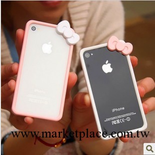 蘋果iphone4/4S手機殼 蝴蝶結邊框 信號保護套 hello kitty外殼工廠,批發,進口,代購