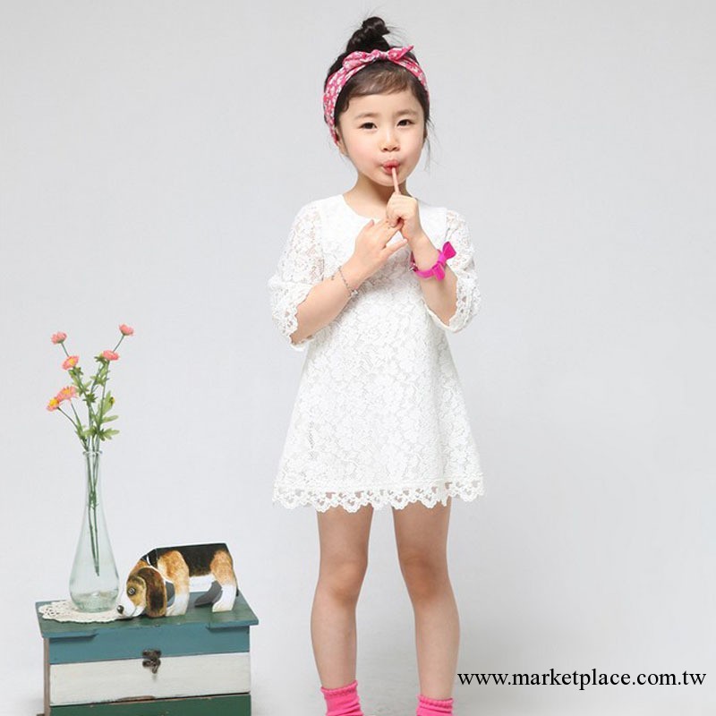 ILOVEJ韓國女童裝2013夏新款公主蕾絲印花中袖連衣裙工廠,批發,進口,代購