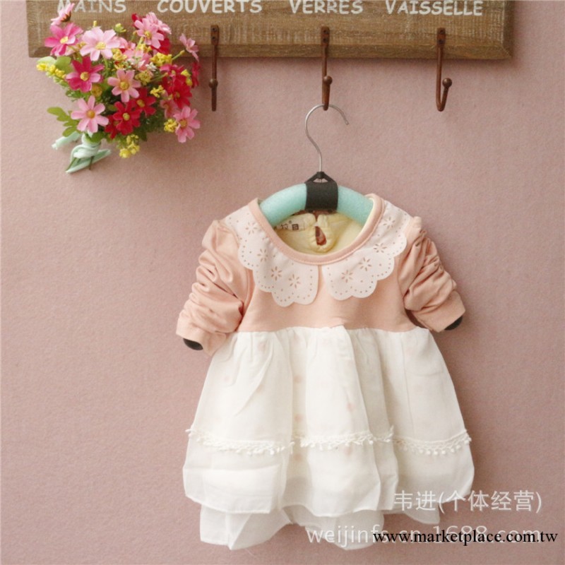 2013秋季新款 女童燙花工藝雪紡拼接長袖連衣裙 廠價品牌外貿童裝工廠,批發,進口,代購