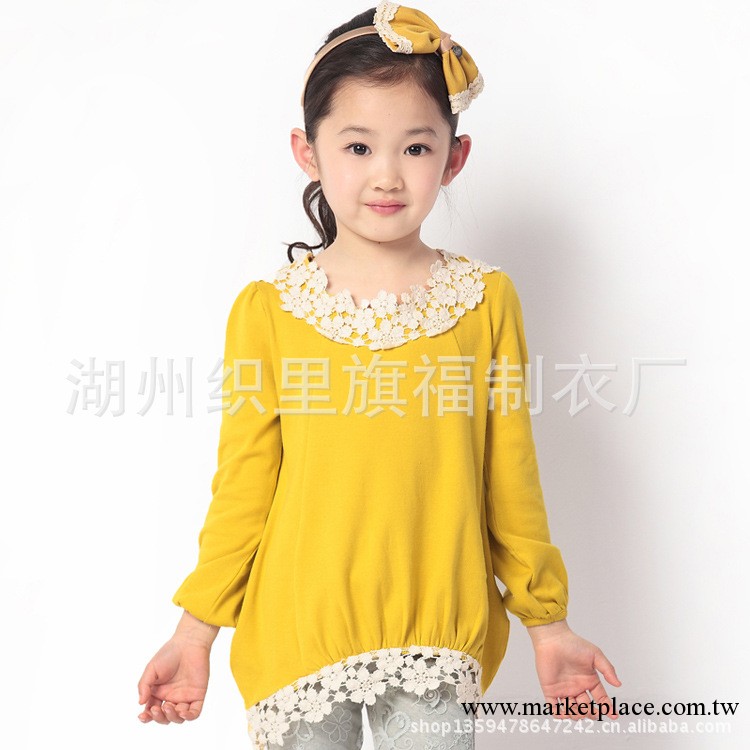 2013新款童裝 奧戴爾韓版女童中大童純色蕾絲打底衫 長袖T恤 特價工廠,批發,進口,代購