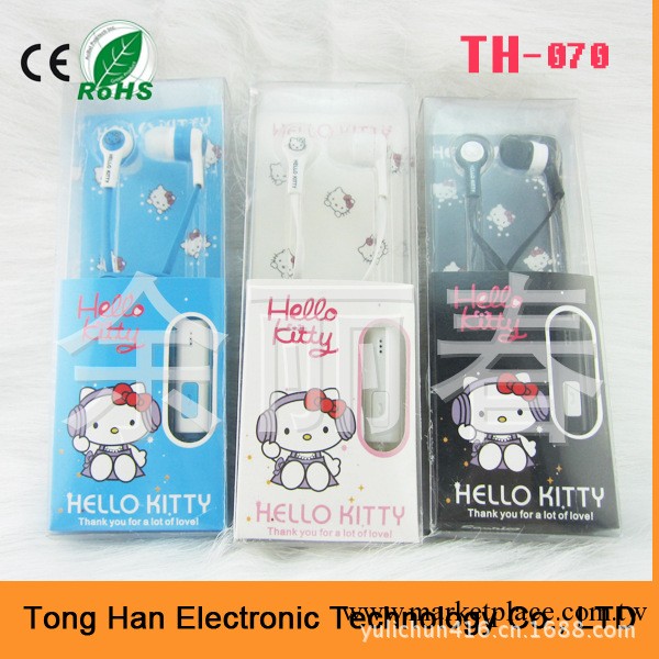 新款hello kitty KT手機帶麥克風耳機  htc 面條帶麥耳機 卡通工廠,批發,進口,代購