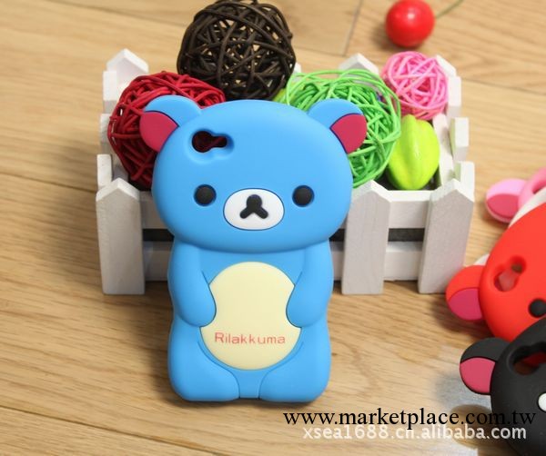 爆款iphone4 Rilakkuma 輕松熊 立體3D矽膠手機套 保護殼 外殼工廠,批發,進口,代購