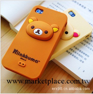 超可愛Rilakkuma 輕松熊iPhone 4/4S 矽膠套 立體外殼 保護套x111工廠,批發,進口,代購