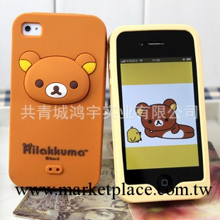 日本rilakkuma 帶耳朵輕松小熊 蘋果iphone 4 矽膠套 外殼 手機套工廠,批發,進口,代購