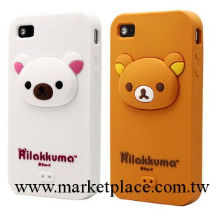 日本Rilakkuma輕松熊 iphone 4 4s 矽膠套 3D立體熊 手機殼F192工廠,批發,進口,代購