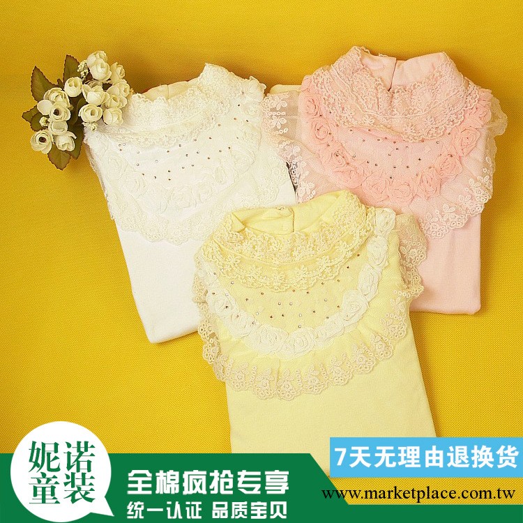 【妮諾童裝】熱銷 女童純棉長袖蕾絲打底衫 韓國版童裝批發工廠,批發,進口,代購