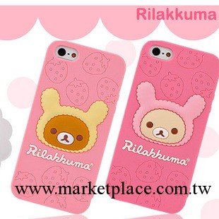 日本Rilakkuma 輕松熊 iPhone5草莓熊 iPhone4 4S卡通矽膠套外殼工廠,批發,進口,代購