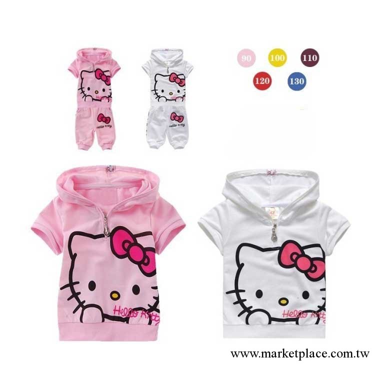 童裝直批  hello kitty女童連帽短袖套裝 夏款短袖2件套 批30/套工廠,批發,進口,代購