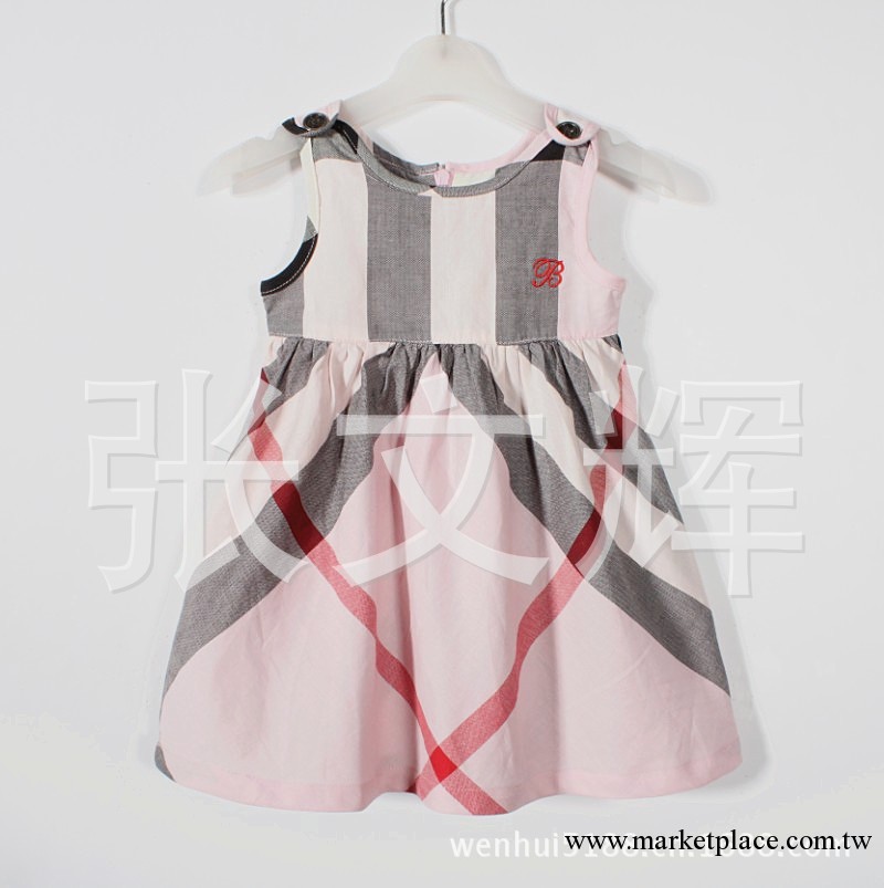 批發外貿童裝 品牌連衣裙 2013新款寶寶裙 女孩格子無領無袖童裙工廠,批發,進口,代購