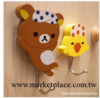 特價。輕松熊 Rilakkuma 卡通木質鐵藝掛鉤/粘鉤/掛衣鉤/衣帽鉤工廠,批發,進口,代購